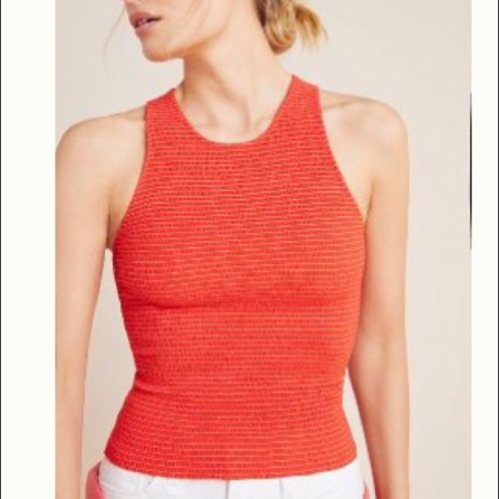 Anthropologie Christine smocked top, color chili